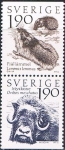 Stamps Sweden -  EL MUNDO SUECO DE LA MONTAÑA. LEMING Y BUEY ALMIZCLERO. Y&T Nº 1256-57