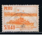 Sellos de America - Per� -  Cañonera fluvial B.A.P. Marañón  3 Octubre 1951