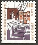 Stamps : Europe : Germany :  Monumentos y curiosidades. Puente de piedra de Regensburg.