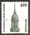Sellos de Europa - Alemania -  Monumentos y curiosidades. Campanario de la Iglesia de San Miguel. Hamburgo