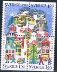 Stamps Sweden -  NAVIDAD 1986. ESCENAS DE INVIERNO EN LAS CIUDADES