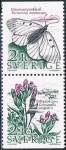Stamps Sweden -  CONSERVACIÓN DE LA NATURALEZA. PARNASSIUS MNEMOSYNE Y GENTIANELLA CAMPESTRIS
