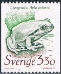 Stamps : Europe : Sweden :  ESPECIES EN PELIGRO DE EXTINCIÓN. RANITA DE SAN ANTONIO (HYLA ARBOREA)