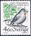 Stamps Sweden -  ESPECIES EN PELIGRO DE EXTINCIÓN. PAPAMOSCAS PAPIRROJO (FICEDULA PARVA)