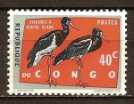 Sellos del Mundo : Africa : Rep�blica_del_Congo : cigognes a ventre blanc (cigüeña de vientre blanco).
