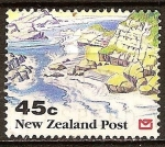Sellos de Oceania - Nueva Zelanda -  Estuario y los acantilados.