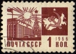 Stamps Russia -  Edificio y Mapa