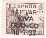 Sellos de Europa - Espa�a -  el Cid- HUEVAR VIVA FRANCO 18-7-37