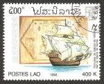 Sellos del Mundo : Asia : Laos : 1049 - Genova 92, Exposición internacional filatelica, nave de Vasco de Gama