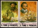 Sellos de Africa - Santo Tom� y Principe -  Fernando de Magallanes- Sr. Francis Drake