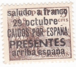 Stamps Spain -  el Cid- saludo afranco 29 octubre CAIDOS POR ESPAÑA -PRESENTES arriba españa