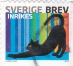 Sellos de Europa - Suecia -  gato negro