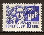 Stamps : Europe : Russia :  Niña con paloma.