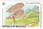 Stamps : Asia : Maldives :  75 aniversario de vuelo motorizado con aereoplano