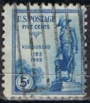 Stamps United States -  Scott  734 Kosciousko (2)