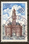 Stamps France -  El reloj de la torre y puerta de enlace, Vire.