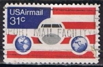 Stamps : America : United_States :  Scott  C90 Bandera tierra Y Avion