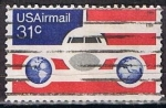 Stamps United States -  Scott  C90 Bandera tierra Y Avion (2)