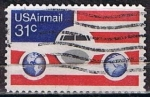 Stamps : America : United_States :  Scott  C90 Bandera tierra Y Avion (4)
