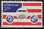 Stamps : America : United_States :  Scott  C90 Bandera tierra Y Avion (5)