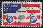 Stamps : America : United_States :  Scott  C90 Bandera tierra Y Avion (7)