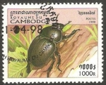 Stamps Cambodia -  1568 - coleóptero geotrupes