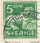 Stamps Sweden -  LEON DE LOS VASA DENT. 10 VERT 1920-24 Y&T Nº 123