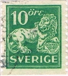 Sellos de Europa - Suecia -  LEON DE LOS VASA DENT. 10 VERT 1920-24 Y&T Nº 126