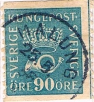 Stamps Sweden -  CORNETA DE POSTAS Y CORONA. DENT 10 VERT 1925-26 Y&T Nº 201