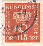Stamps Sweden -  CORNETA DE POSTAS Y CORONA DENT. 10 VERT 1929-36 Y&T Nº 220