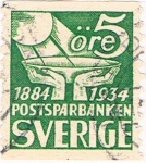 Stamps Sweden -  CINCUENTENARIO DE LA CAJA DE AHORROS POSTAL DENT. 10 VERT. Y&T Nº 228a