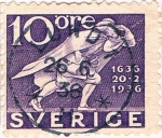 Stamps : Europe : Sweden :  TRICENTENARIO DE LOS CORREOS. DENT. 4 LADOS. Y&T Nº 236a