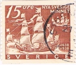 Stamps : Europe : Sweden :  TRICENTENARIO DE LA FUNDACIÓN DE LA COLONIA NUEVA SUECIA EN AMERICA. Y&T Nº 250