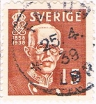 Stamps Sweden -  80º ANIV. DEL REY GUSTAVO V. DENT. 4 LADOS. Y&T Nº 255a