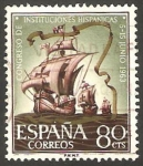 Stamps Spain -  1514 - Congreso de Instituciones Hispánicas, Naves de Colón