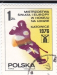 Stamps Poland -  Jockey sobre hielo