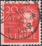 Stamps Sweden -  CENT. DEL NACIMIENTO DEL AUTOR DRAMÁTICO AUGUSTE STRINDBERG. DENTADO A 3 LADOS Y&T Nº 347a