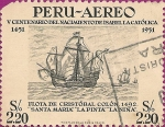 Sellos de America - Per� -  V Centenario del Nacimiento de Isabel La Católica, 1451-1951.