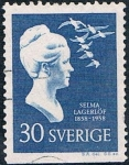 Stamps Sweden -  CENT. DEL NACIMIENTO DE SELMA LAGERLOF. DENT. A 3 LADOS. Y&T Nº 435a