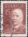 Stamps Europe - Sweden -  CENT DEL NACIMIENTO DE FÍSICO SVANTE ARRHENIUS. Y&T Nº 444a