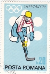 Stamps Romania -  J.J.O.O. -SAPPORO -72   - Jockey sobre hielo