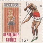 Stamps Guinea -  J.J.O.O. -MEXICO- 68 - Lanzamiento de jabalina