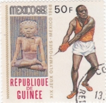 Sellos de Africa - Guinea -  J.J.O.O. -MEXICO- 68 - Lanzamiento de martillo