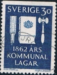 Stamps Sweden -  CENT. DE LA PROMULGACIÓN DE LAS LEYES COMUNALES. DENT. A 3 LADOS. Y&T Nº 493a