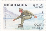 Stamps Nicaragua -  J.J.O.O. - SARAJEVO -84  - Patinaje sobre hielo