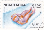 Sellos de America - Nicaragua -  J.J.O.O. - SARAJEVO -84  -  Luge