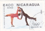 Sellos de America - Nicaragua -  J.J.O.O. - SARAJEVO -84  - Patinaje artístico