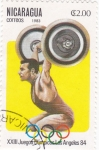 Stamps Nicaragua -  J.J.O.O. - LOS ANGELES -84  -Halterofilia
