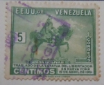 Sellos de America - Venezuela -  SIMON BOLIVAR TRASLADO DE LA ESTATUA DEL LIBERTADOR EN NUEVA YORK 19 DE ABRIL DE 1951