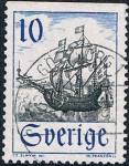 Stamps Sweden -  BARCO DE COMERCIO EN EL ORESUND.DENT. A 3 LADOS. Y&T Nº 575a